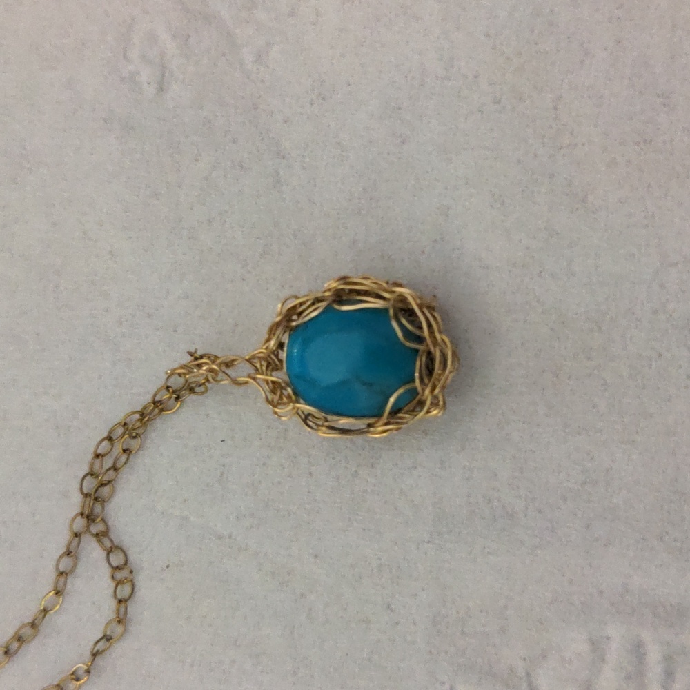 Gold and Turquoise Pendant Necklace